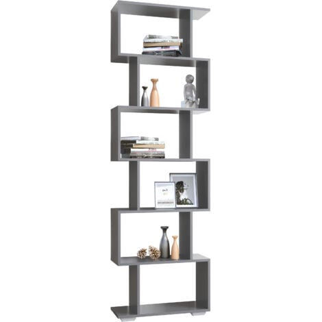 VCM Wood Room Divider Stand Mensola Libreria Decorazione Libri 6 scomparti Stand Mensola Palusa L (Antracite)