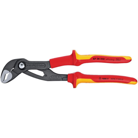 VDE Fully Insulated Cobra Water Pump Pliers (250mm) – Knipex 87 28 250UKSBE, Model 10644