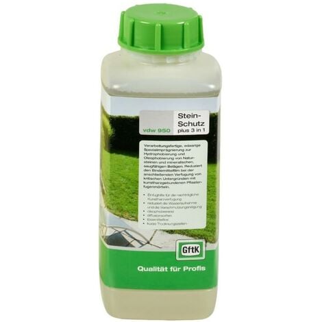 GFTK VDW 950 Steinschutz plus 3 in 1, Steinpflege Imprägnierung Hydrophobierung Oleophobierung, 1 Ltr