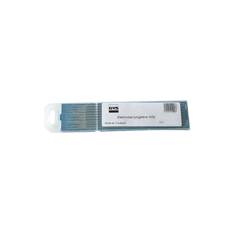 GYS - ve : 10 electrode en tungstene (bleu) acier compatible, inox, alu (ac/dc) 150mm,WR2, d : 2,4 cc/ca