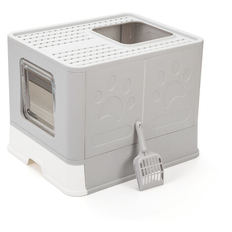 main image of "Vealind Foldable Cat Litter Tray Cats Litter Box with Top Entry & Exit XXL Extra Large Space Toilet Boxes with Trays, Lid and Pet Litter Shovel"