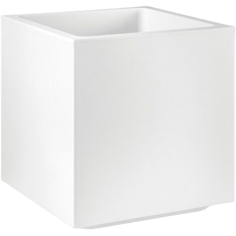 Vaso Quadrato Toscana Con Sottovaso - 16,5 Cm - Bianco - Per Piante Da Interno Ed Esterno