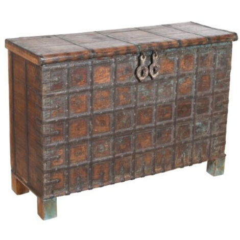 Vecchio forziere in legno  e ferro L127XPR46XH89 cm