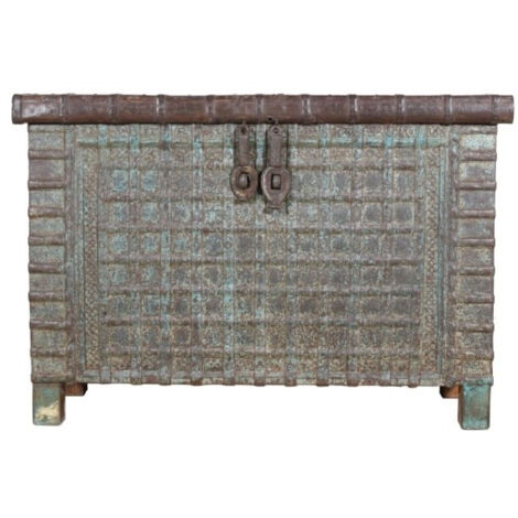 Vecchio forziere in legno  e ferro L127XPR47XH87 cm