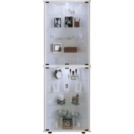 Vecko Maxi Vitrinenschrank Ecke mit 2 Glastüren weiß.