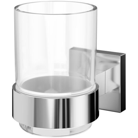 Vector Polished Chrome and Glass Wall Mounted Bathroom Tumbler