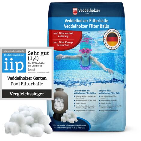 Veddelholzer Pool Filterbälle leichtestes Material für Beste Leistung ersetzt 25kg Filtersand Quarzsand aus Deutschland Poolzubehör Poolreiniger Sandfilteranlage für Salzwasser geeignet