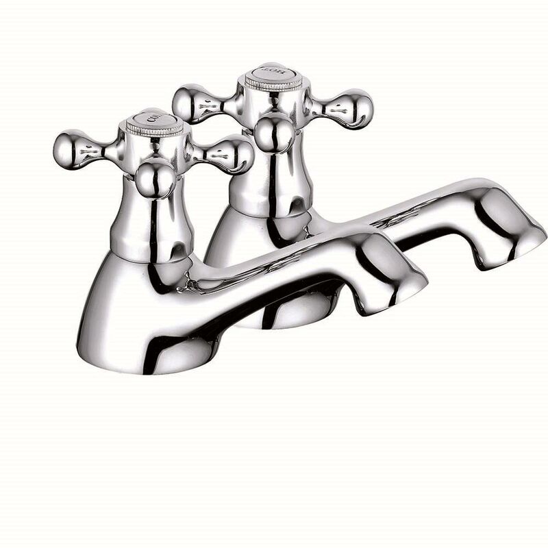 VeeBath Elizabeth Traditional Twin Bathroom Hot /& Cold Basin Sink Brass Taps