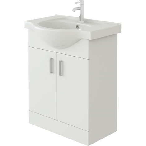 Veebath Linx Vanity Basin Cabinet Storage Unit Gloss White Ceramic