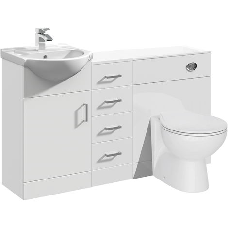 main image of "VeeBath Linx Vanity Basin Cabinet WC Toilet Bathroom Storage Furniture - 1250mm"