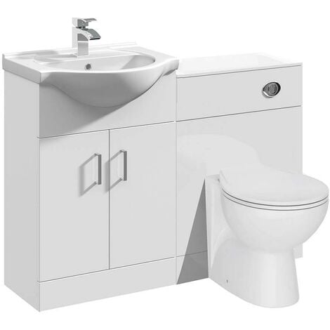 main image of "VeeBath Linx White Bathroom Furniture Combination Set with Vanity Basin Cabinet WC Toilet Unit Pan Cistern Pack - Bundle 2"