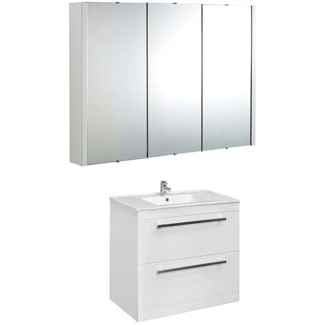 VeeBath Sphinx 1000mm Floor Standing Vanity Unit & Mirror Cabinet Bathroom Set