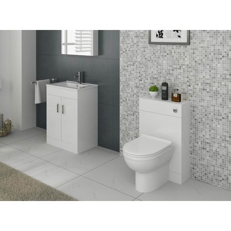 main image of "VeeBath Sphinx Bathroom Furniture Combination Set with Vanity Basin Cabinet, WC Unit, Toilet Pan & Cistern - Bundle 2"