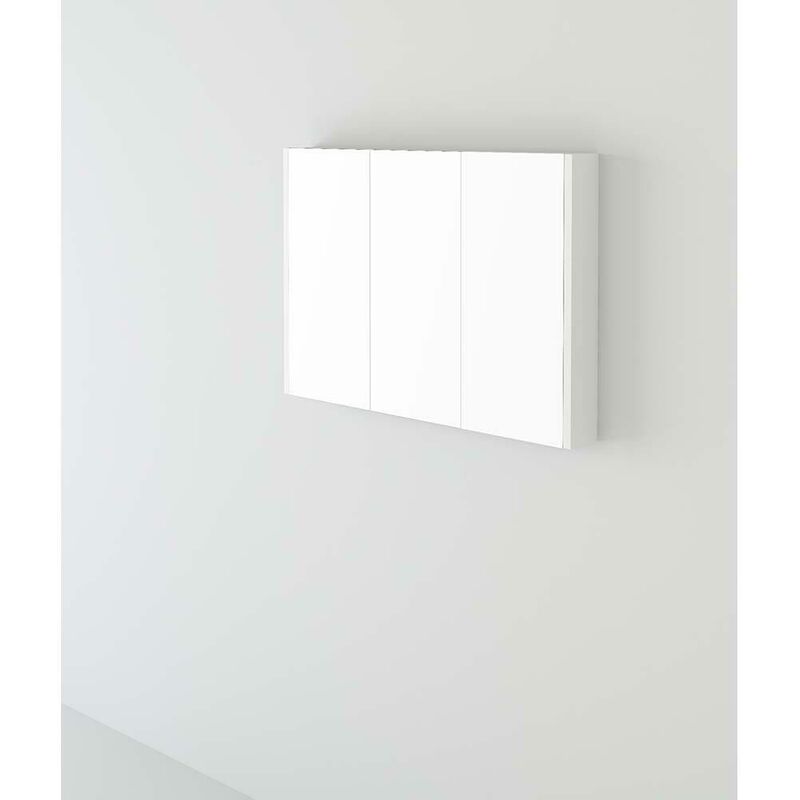 Veebath Telford 900mm Mirror Bathroom Cabinet White 3 Door Minimalist Wall Hung