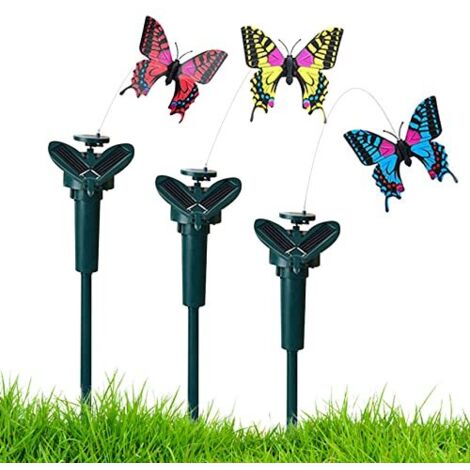 Veesper 3 pezzi di ornamenti solari galleggianti da giardino, farfalle volanti, decorazioni solari per esterni per cortile, patio e vialetti, colori casuali