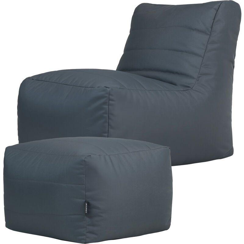 Ensemble 2 poufs modulaires d'extérieur Modular, Salon jardin, Gris Anthracite, oeko-tex - Veeva