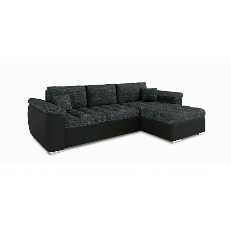 Vegas Universal L-Shape Corner Sofa Bed - Dark Grey & Black