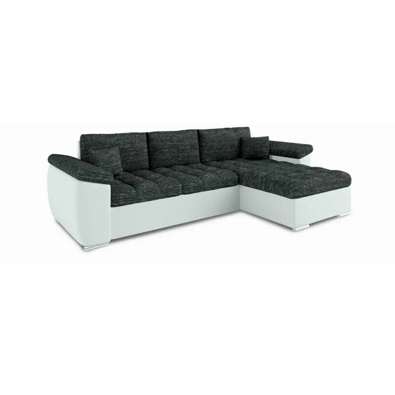 Vegas Universal L-Shape Corner Sofa Bed - Dark Grey & White