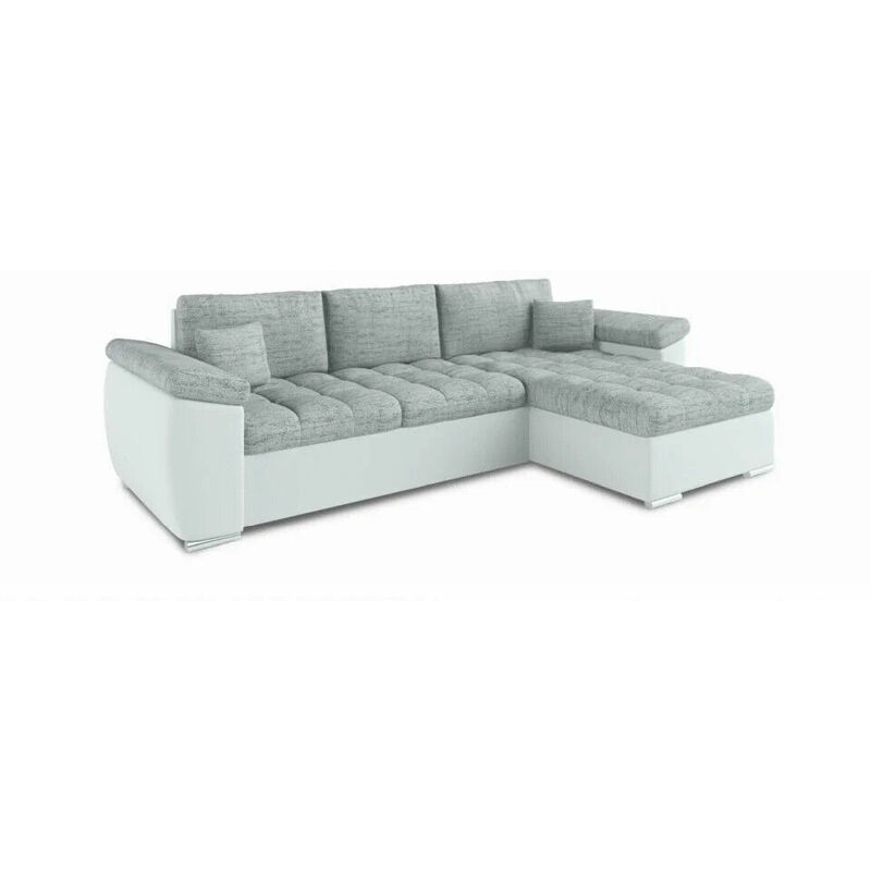 Vegas Universal L-Shape Corner Sofa Bed - Grey & White