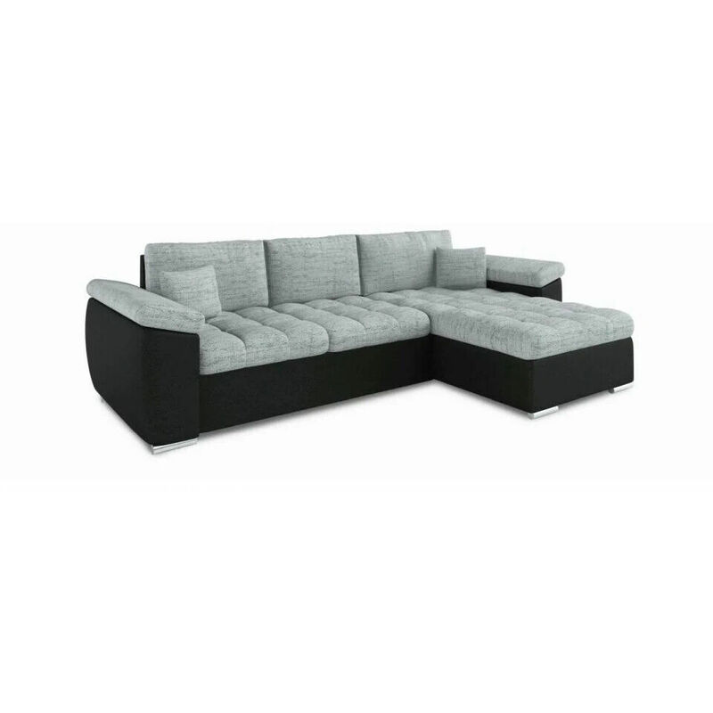 Vegas Universal L-Shape Corner Sofa Bed - Grey & Black