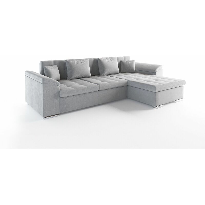 Vegas Right Hand Facing Velvet Fabric Corner Sofa Bed - Silver