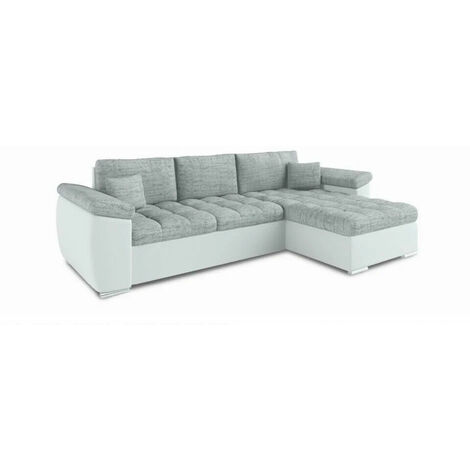 Vegas Universal L-Shape Corner Sofa Bed -  Grey & White