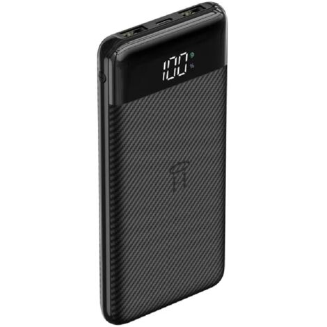 VEGER Powerbank L11 - 10 000mAh LCD Micro-USB, USB-C und 2x USB, schnelles Aufladen Schwarz (W1087)
