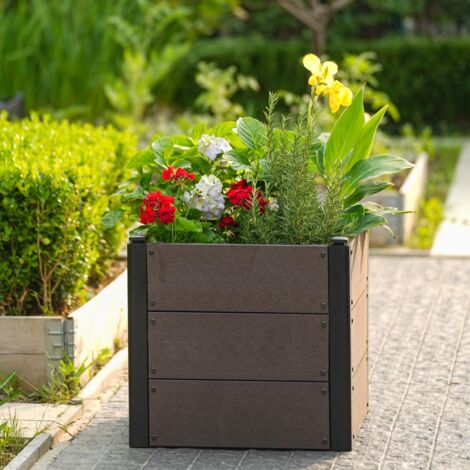 Vegetable Garden en bois, Jardin mobile avec roulettes, grand volume, drainage efficace, montage facile, 49×49×45cm, pas le fond