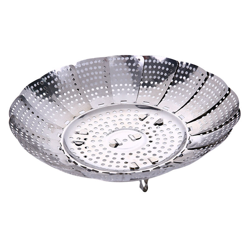 Ahlsen - Vegetable steamer basket, foldable vegetable steamer basket with 4 stainless steel feet, diameter 14-23 cm, for cooking vegetables and food