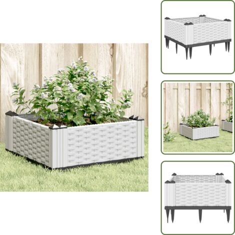 Vegetales - vidaXL Jardinera con clavijas PP blanco 42,5x42,5x28,5 cm - Hierbas