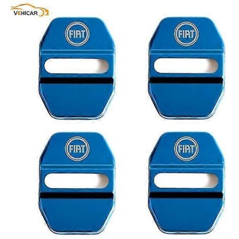 Vehicar Lot de 4 caches de serrures de portières pour Fiat 500 Viaggio Freemont - Accessoires auto décoratifs - Acier inoxydable étanche - Protection de serrure de portière - Bleu