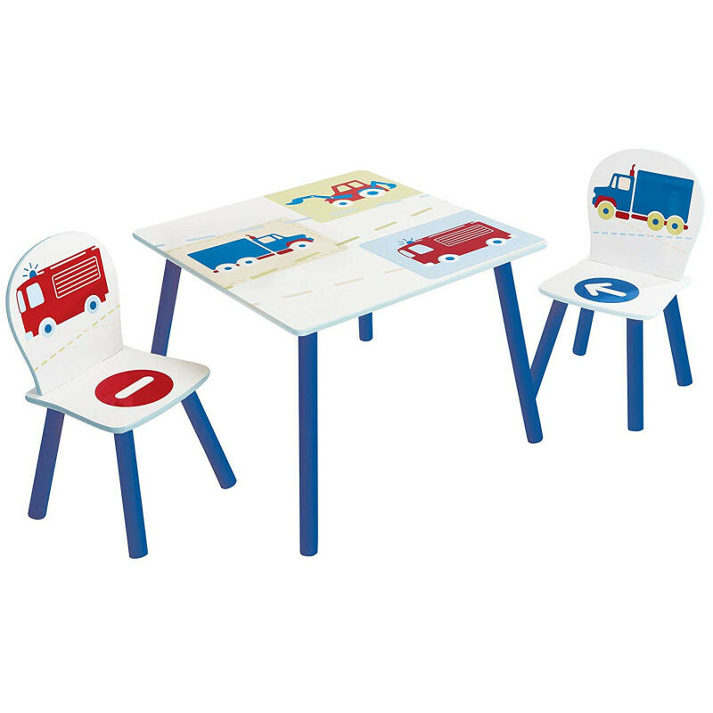 Ensemble table et 2 chaises Vehicules - Blanc, Bleu