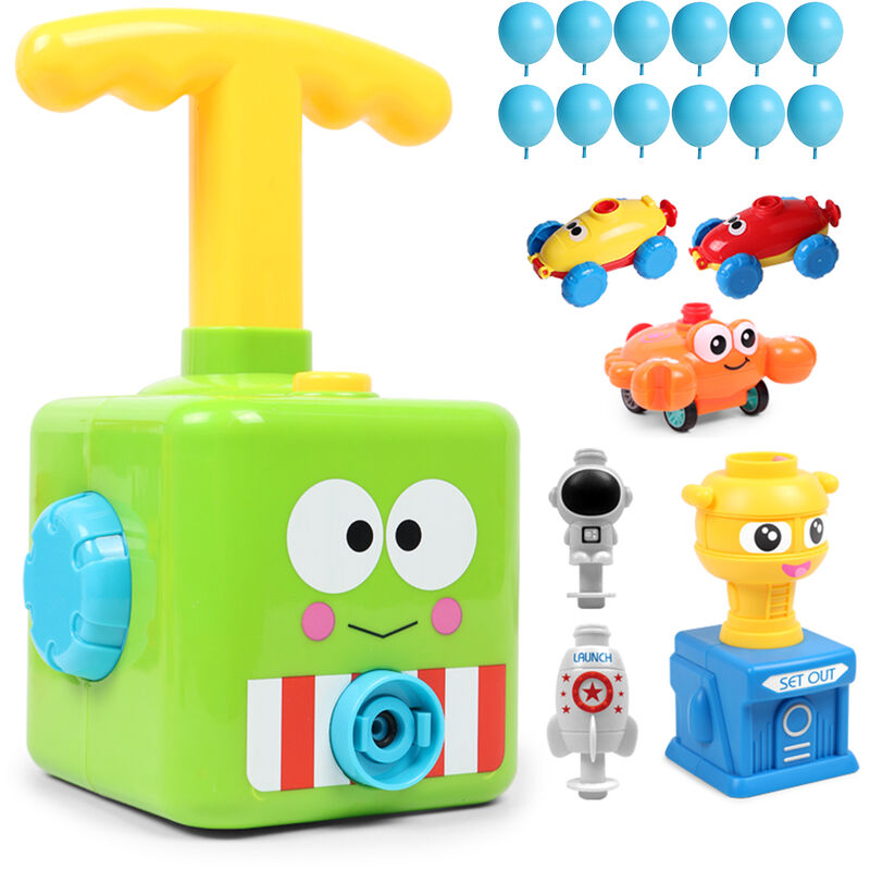 

Vehiculo impulsado por aire, globo, coche de lanzamiento, coche de carreras, juguete educativo STEM con 12 globos, regalo para ninos,Little Frog,