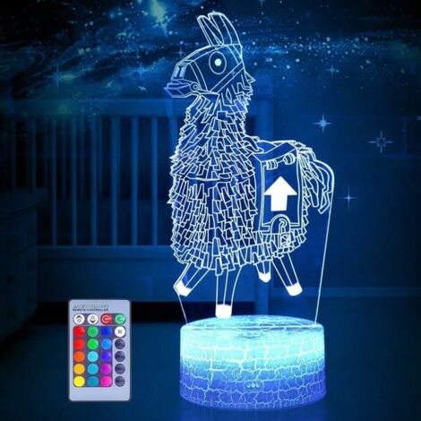 Veilleuse 3D 16 couleurs changeantes Base de lampe de table Veilleuse cool pour enfants Anniversaire Vacances Cadeau de Noël Cadeau
