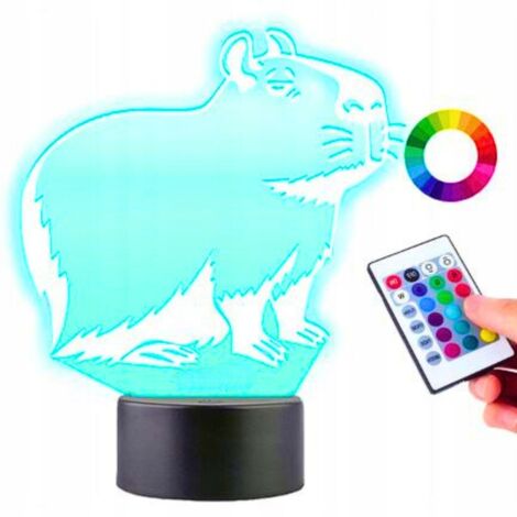 Veilleuse 3D Capybara 16 LED pour enfants + télécommande