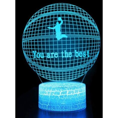 Veilleuse 3D de basket-ball avec télécommande et Smart Touch, lampe de chevet à 7 couleurs changeantes, cadeau d'anniversaire de Noë
