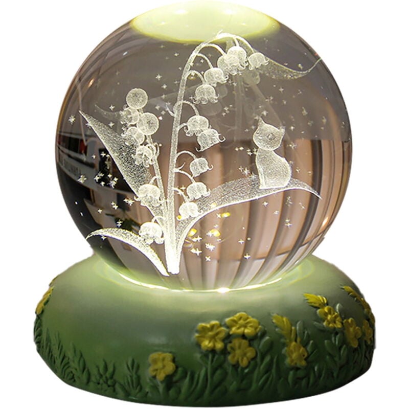 Veilleuse 3D en forme de fleur sculptée en forme de rose, usb, led, statue de chat mignon, décoration de chambre, anniversaire, convient aux enfants