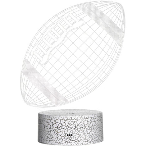 Veilleuse 3D Rugby, lampe LED illusion 3D, 3/7 couleurs changeantes, lampe de chevet/bureau avec commande tactile, cadeau pour enfants, décoration intérieure