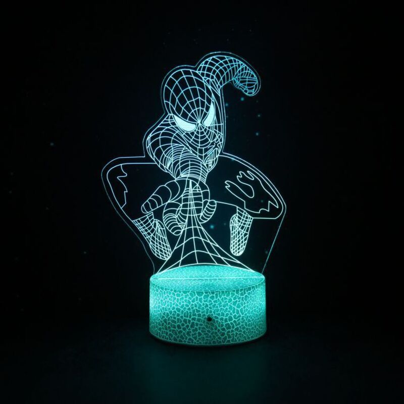 Veilleuse 3D super héros Jouet Spiderman pour garçon Veilleuse pour fête de Noël ou d'anniversaire pour enfants filles et garçons (Spiderman)