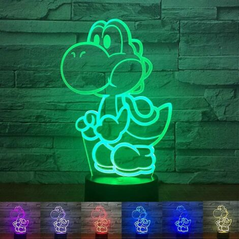 Veilleuse 3D Yoshi, 16 couleurs RGB, télécommande tactile, lampe de table décorative pour chambre d'enfant, cadeau idéal pour Noël