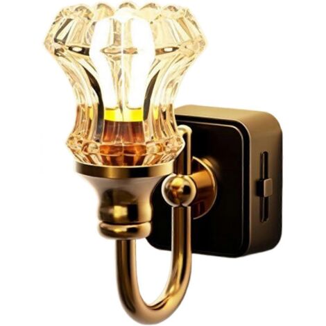 Veilleuse à brancher, applique murale LED style vintage, veilleuse rétro, éclairage doux, design compact, éclairage décoratif chaleureux adapté aux salles de bain, H