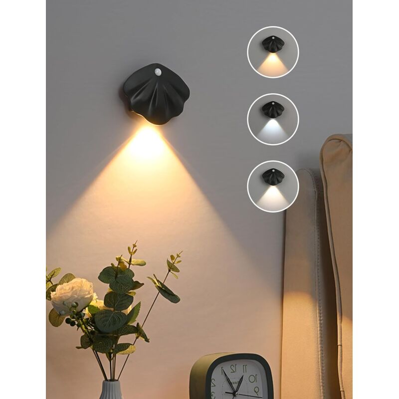 Veilleuse à capteur, port USB pour le chargement et fonction de variation progressive de l'intensité lumineuse avec 3 modes d'éclairage (1 pièce)