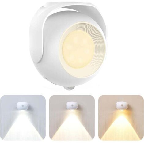 Veilleuse à capteur : rechargeable, 3 températures de couleur, luminosité réglable pour un confort visuel optimal, base magnétique rotative à 350°.