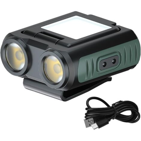 Veilleuse à clipser en cours d'exécution, Clip de lampe de poche rechargeable USB mains libres résistant à l'eau, Chapeau lampe lampe de poche