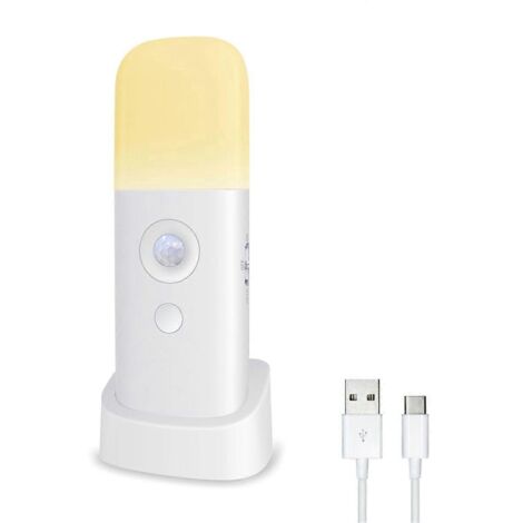 Veilleuse à détecteur de mouvement, veilleuse LED à intensité variable, lumière jaune