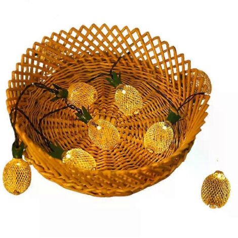 Veilleuse Ananas pour Chambre, Lumière Chaude, Alimentation USB, Piles, Décoration Fête, Mariage, Décoration de Chambre, Guirlande Lumineuse LED 2023, 10 LED, Piles
