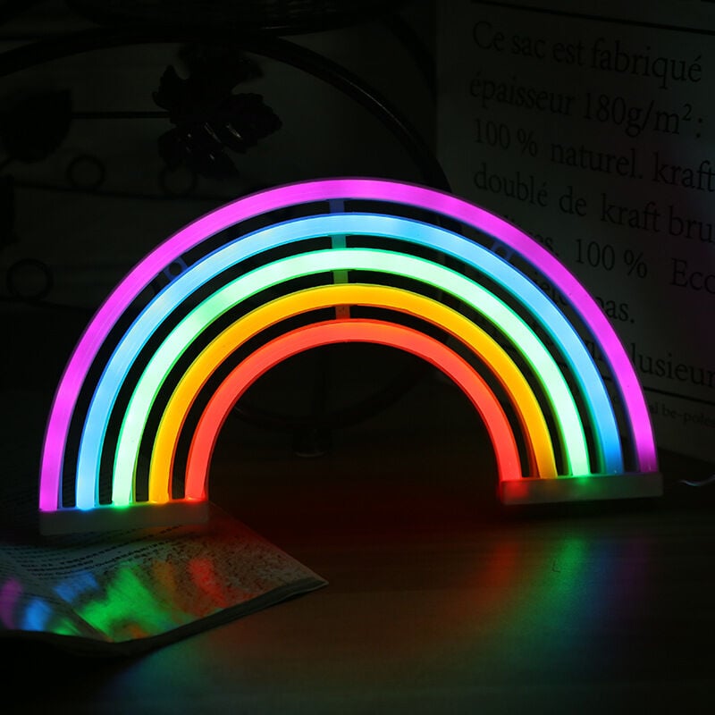 Veilleuse Arc-en-Ciel pour Enfants Cadeau de Noël LED Arc-en-Ciel Neon Signs Lampe pour décoration Murale, décoration de Chambre à Coucher,