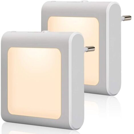 Veilleuse avec capteur crépusculaire. 2 pièces Luminosité Réglable à l'infini Très bon pour chambre d'enfant. escalier. chambre à coucher. cuisine. lampe d'orientation. blanc chaud