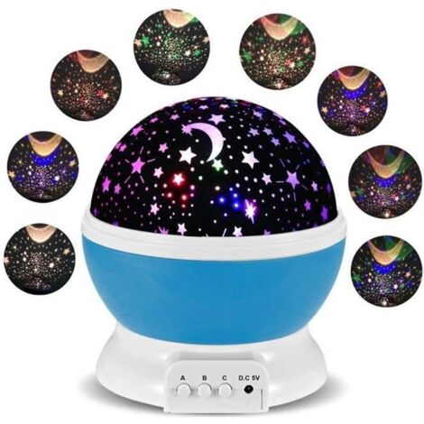 Veilleuse Bébé Etoile Lumière Bleu LED - MONDPALAST - Rotation 360 - Rechargeable USB