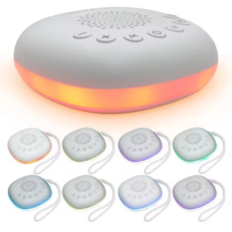 Veilleuse Bébé Musicale Lumineuse Veilleuse avec Machine à Bruit Blanc 20 Sons, Niveaux de Volume Réglable Minuterie 8 Couleurs